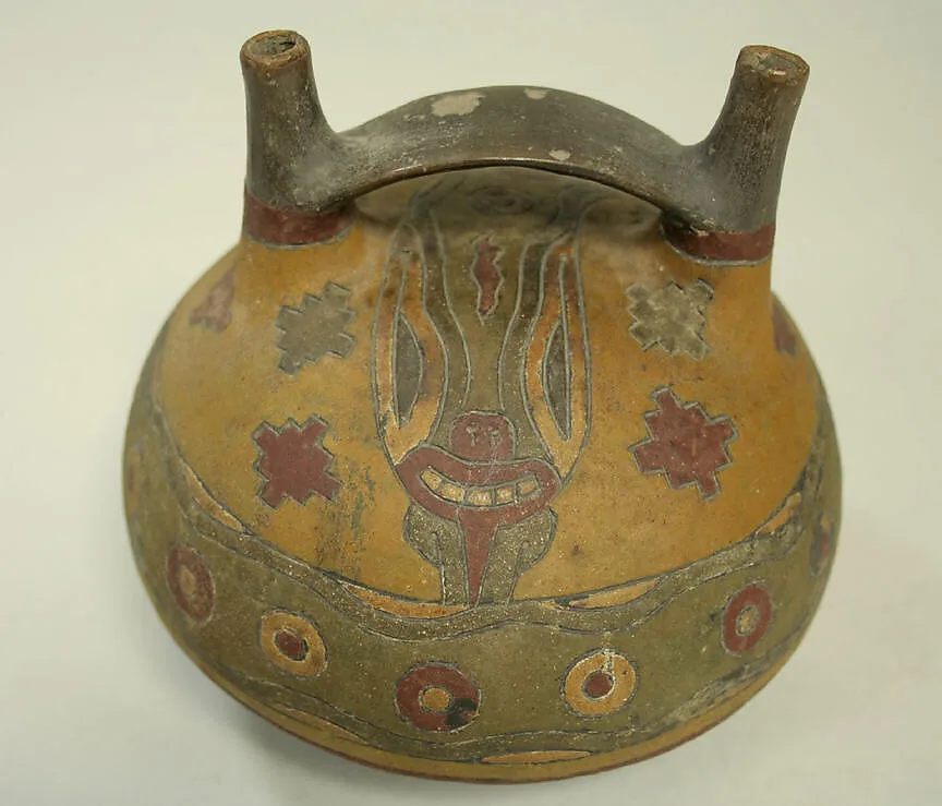 Double Spout and Bridge Bottle with Snake — Unknown