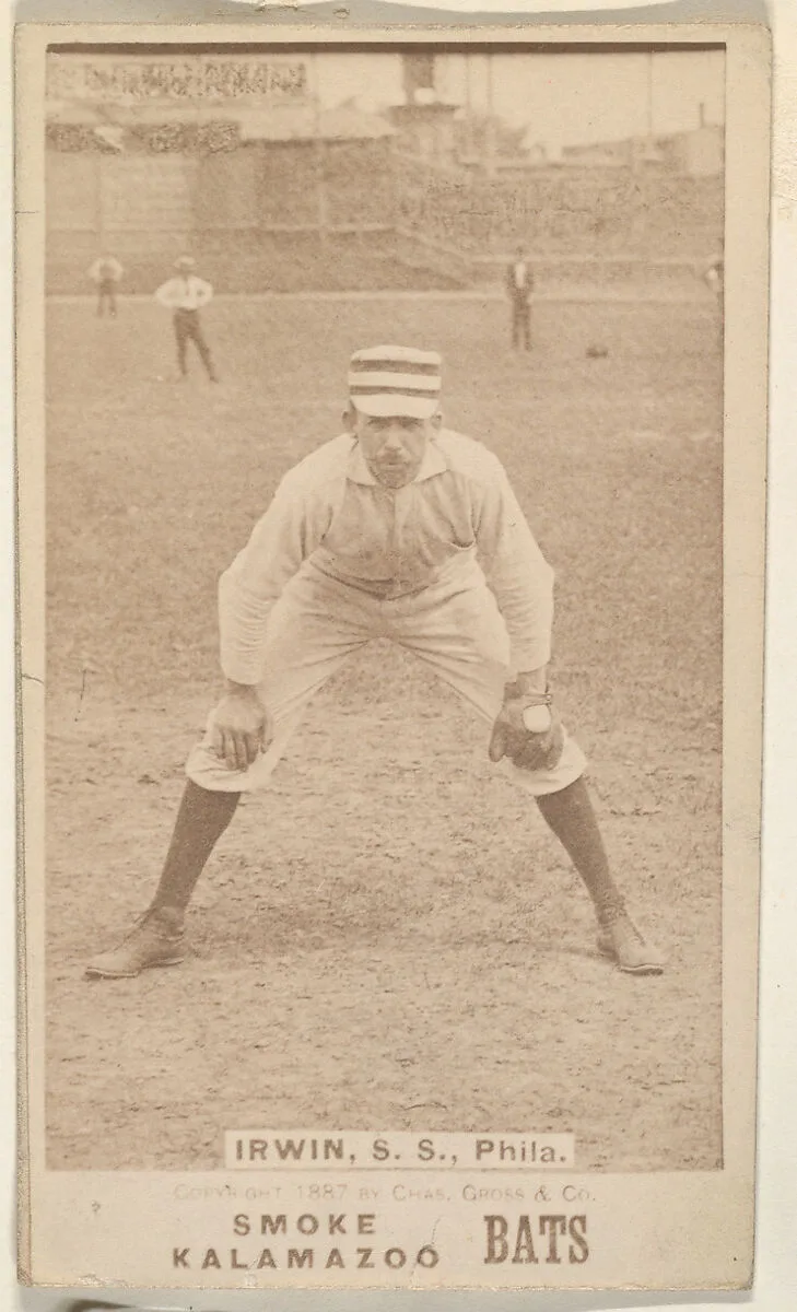 Irwin, Shortstop, Philadelphia, from the Kalamazoo Bats series (N690) issued by Chas. Gross & Co. to promote Kalamazoo Bats — Chas. Gross & Co.