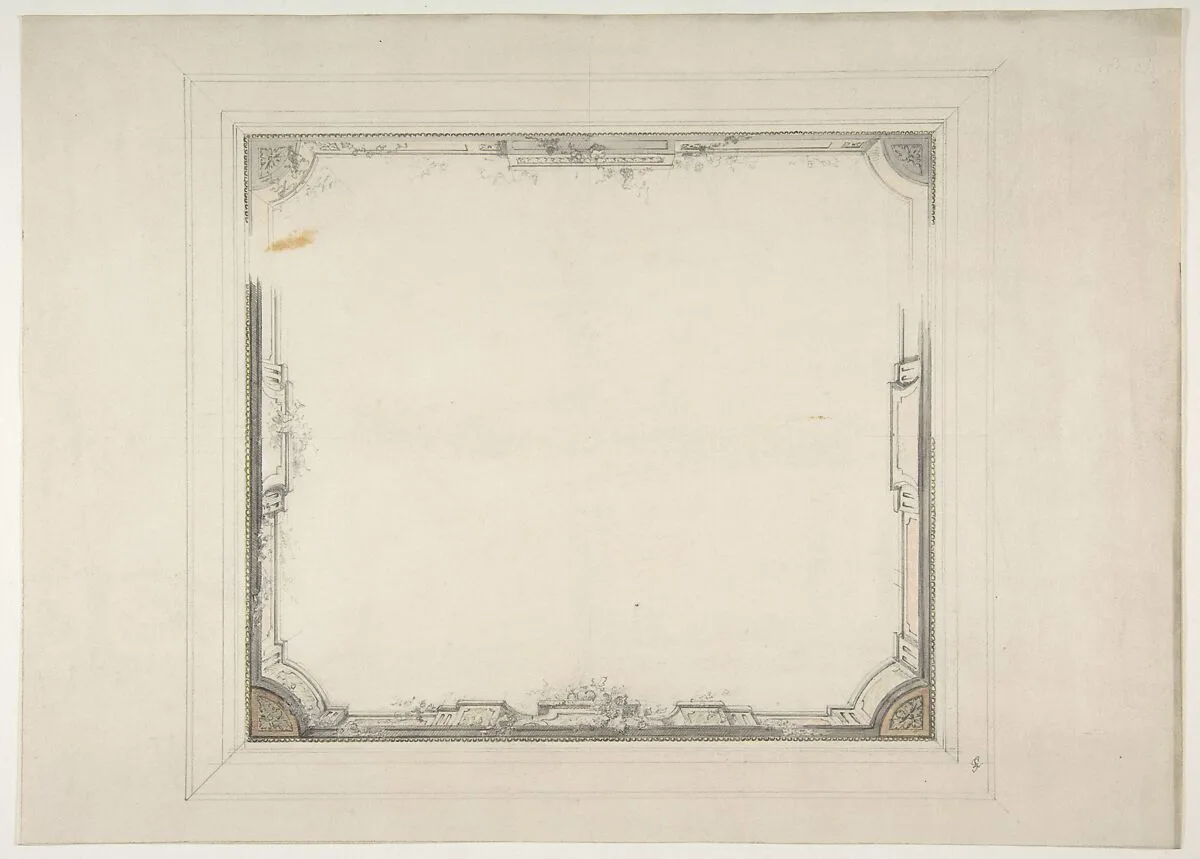 Design for a ceiling to be decorated with a trompe l'oeil balustrade — Jules-Edmond-Charles Lachaise|Eugène-Pierre Gourdet