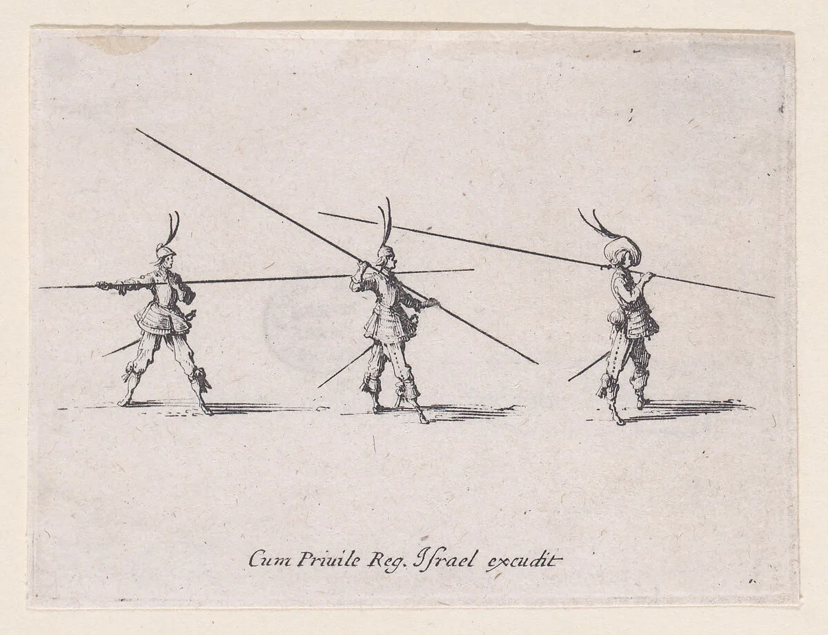 L'Exercice de la Lance Horizontal (Drill with the Horizontal Lance), from Les Exercices Militaires (The Military Exercises) — Jacques Callot|Israël Henriet