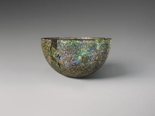 Mosaic gold-glass hemispherical bowl