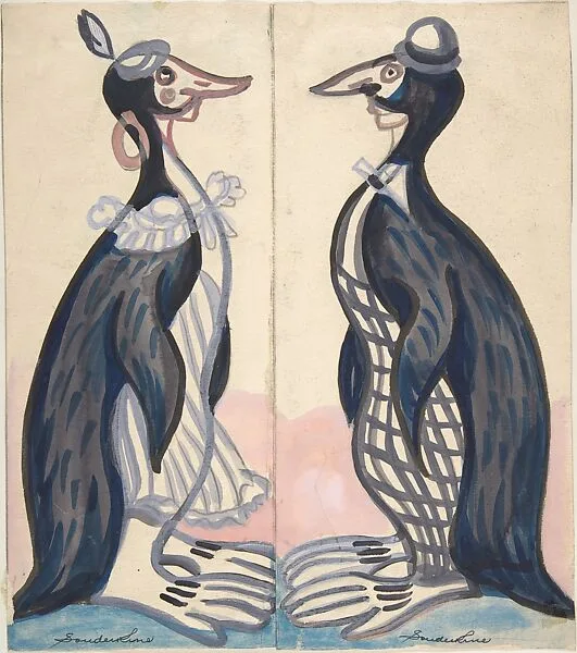 Two penguins , male and female — Sergey Sudeykin