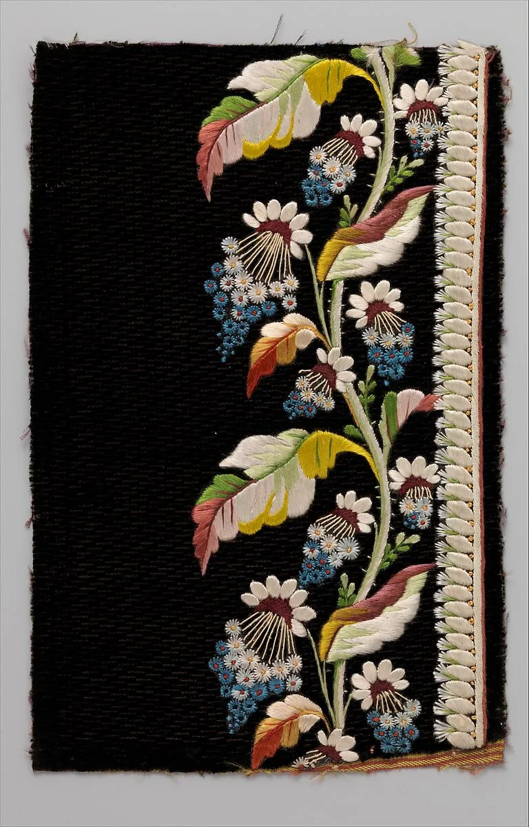 Embroidery sample for a man’s suit — Unknown