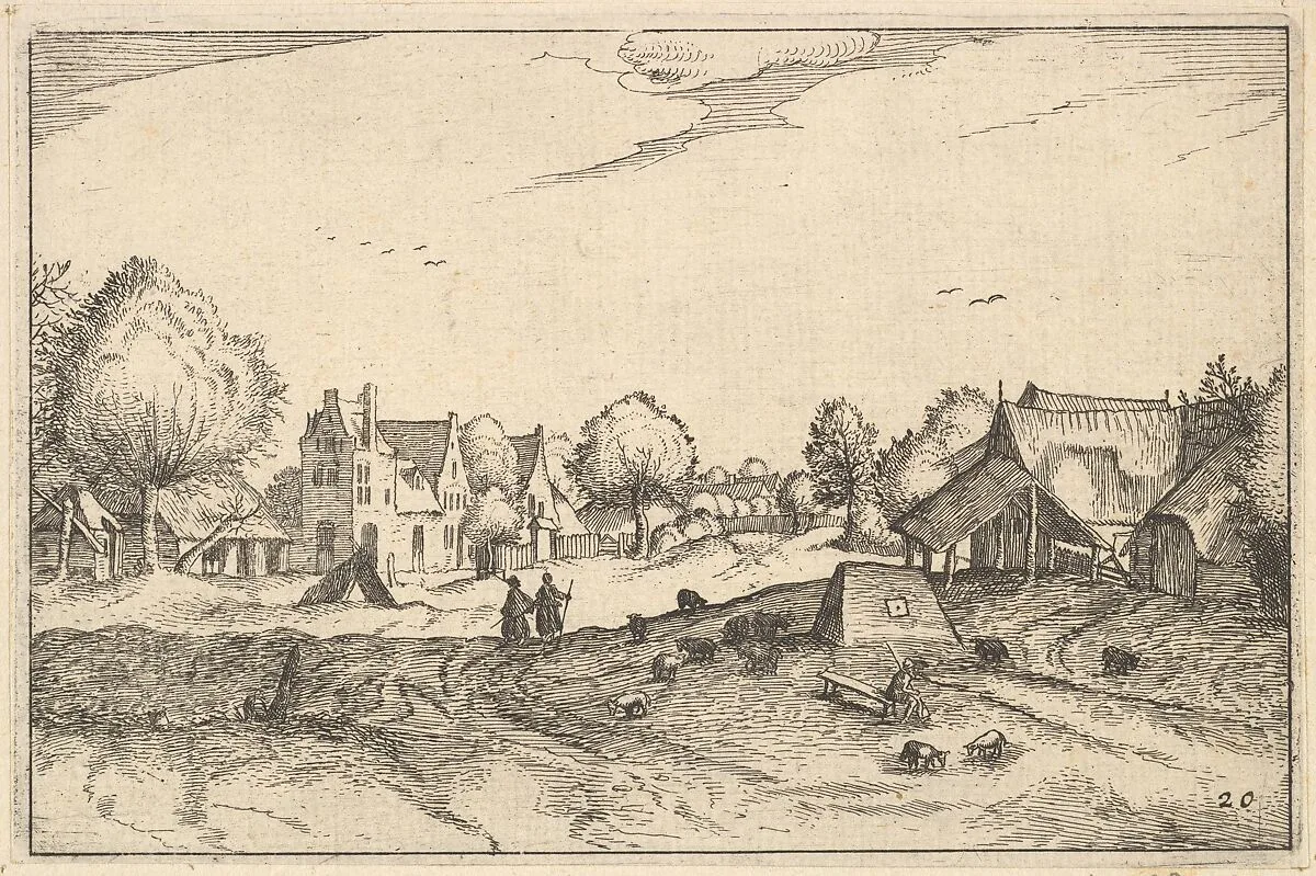 Village Road, plate 20 from "Regiunculae et Villae Aliquot Ducatus Brabantiae" — Claes Jansz. Visscher|Claes Jansz. Visscher|The Master of the Small Landscapes