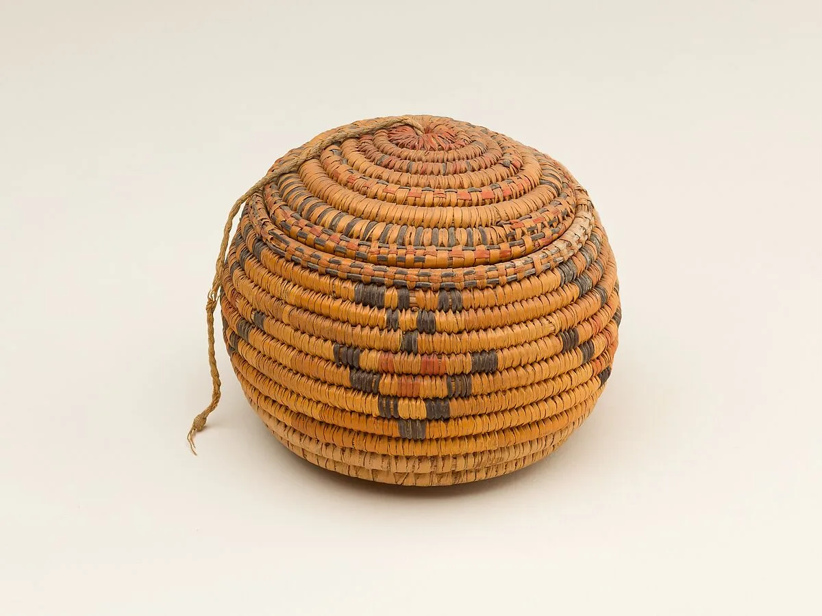 Small Round Lidded Basket — Unknown