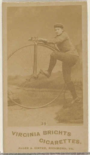 Card 39, from the Girl Cyclists series (N49) for Virginia Brights Cigarettes