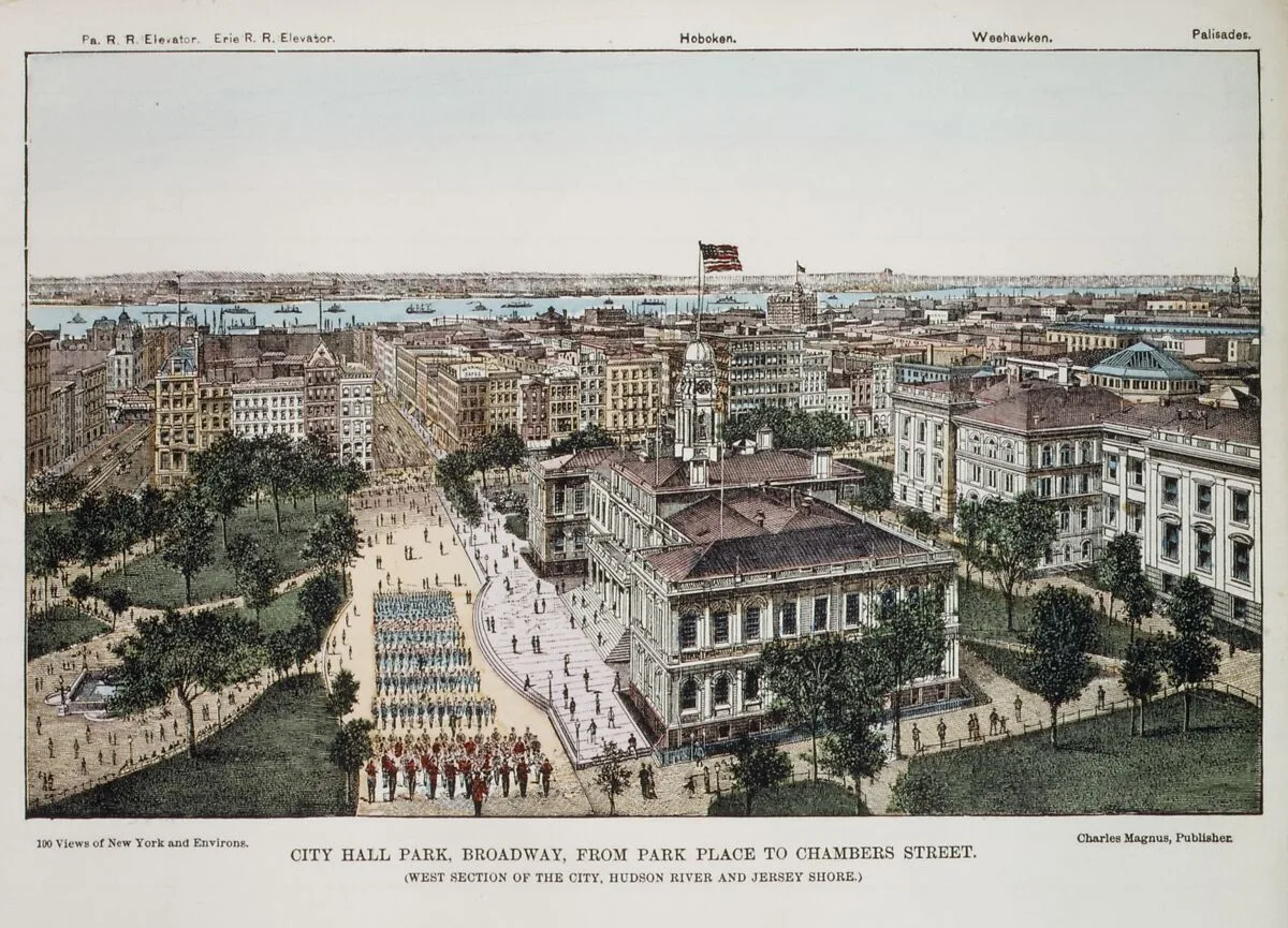 City Hall Park, Broadway, from Park Place to Chambers Street (West Section of the City, Hudson River and Jersey Shore) — Charles Magnus & Company