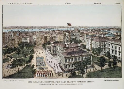 City Hall Park, Broadway, from Park Place to Chambers Street (West Section of the City, Hudson River and Jersey Shore)