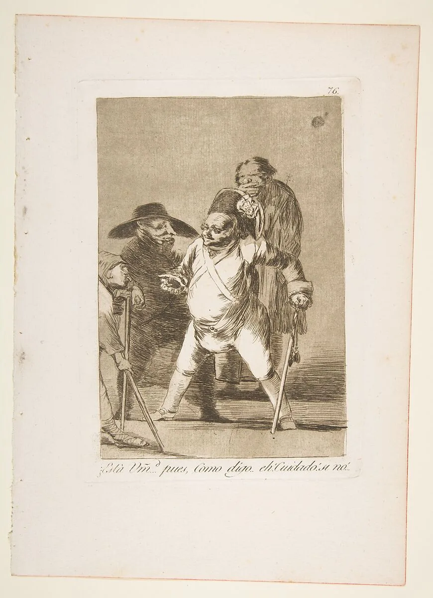 Plate 76 from "Los Caprichos": You understand?... well, as I say... eh! Look out! otherwise... (¿Està Umd...pues, Como digo..eh! Cuidado! si no...) — Goya (Francisco de Goya y Lucientes)