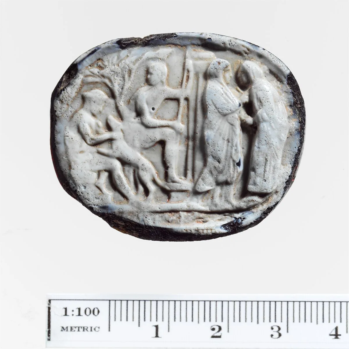 Opaque white on opaque blue glass cameo — Unknown