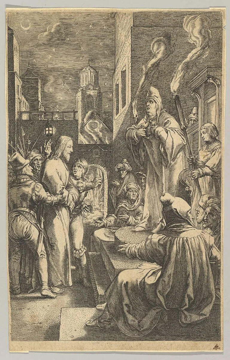Christ before Caiaphas, from "The Passion of Christ" — Hendrick Goltzius|Ludovicus Siceram