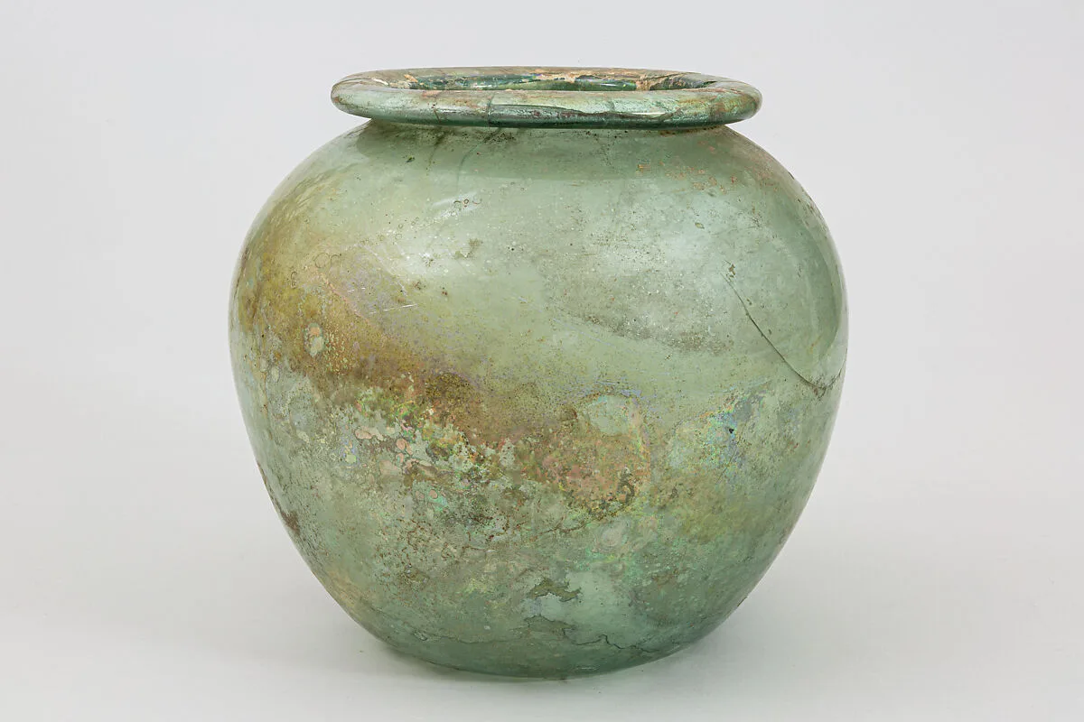 Glass cinerary urn (olla) — Unknown