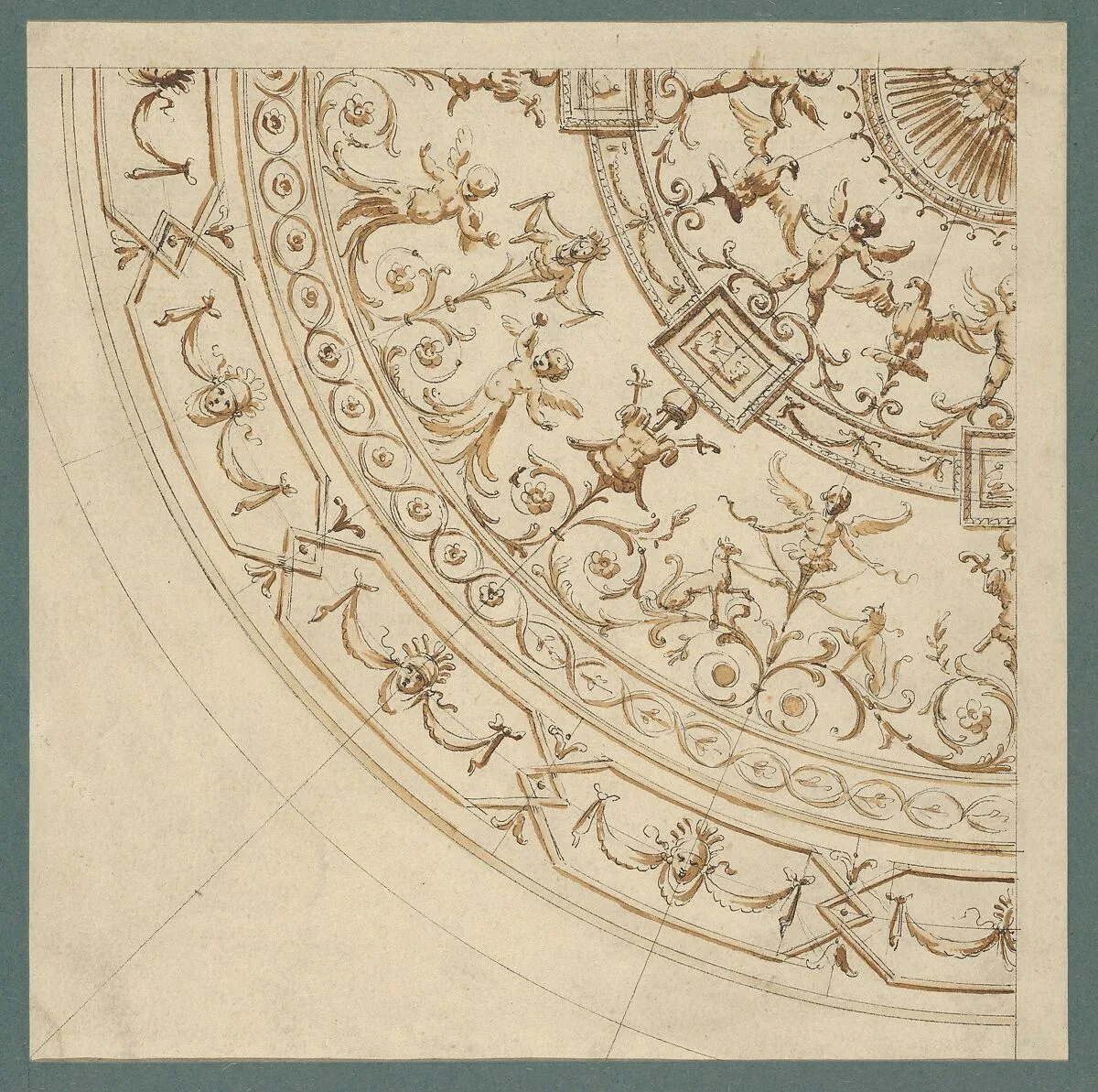 Quarter of a Ceiling with Grotesque Decorations — Guiseppe Mannocchi