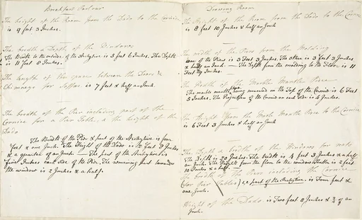Measurements for a Breakfast Parlour and Drawing Room