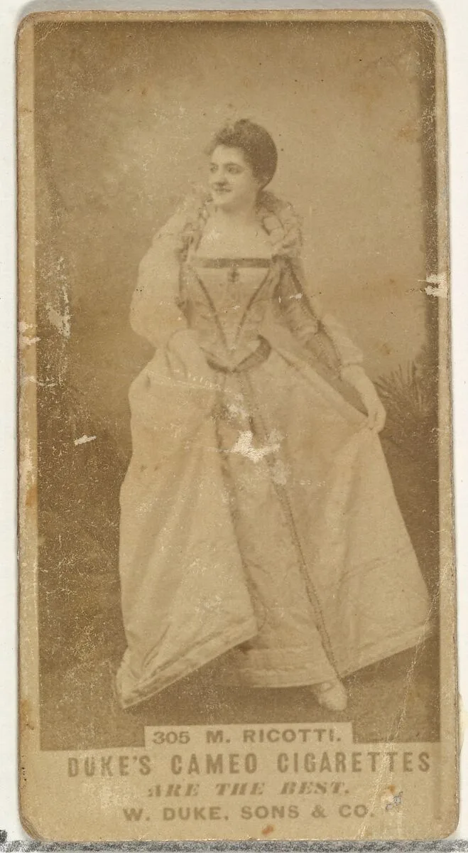 Card Number 305, M. Ricotti, from the Actors and Actresses series (N145-5) issued by Duke Sons & Co. to promote Cameo Cigarettes — W. Duke, Sons & Co.