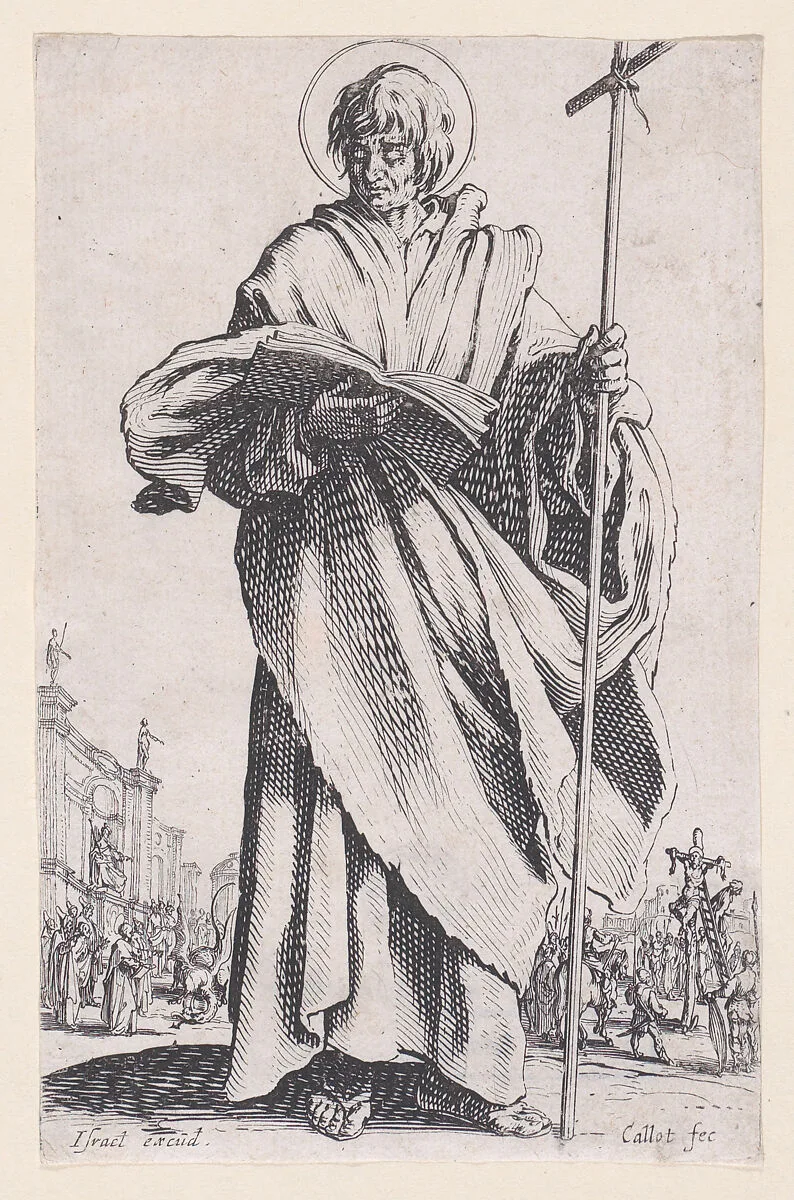 St. Philip, from Les Grands Apôtres Debout, Représentant Le Sauveur, La Bienheureuse Marie et Les Saints Apôtres (The Large Standing Apostles, Representing The Savior, The Blessed Mary and The Apostles) — Jacques Callot|Israël Henriet