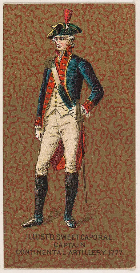 Captain, Continental Artillery, United States Army, 1777, from the Military Series (N224) issued by Kinney Tobacco Company to promote Sweet Caporal Cigarettes — Kinney Brothers Tobacco Company