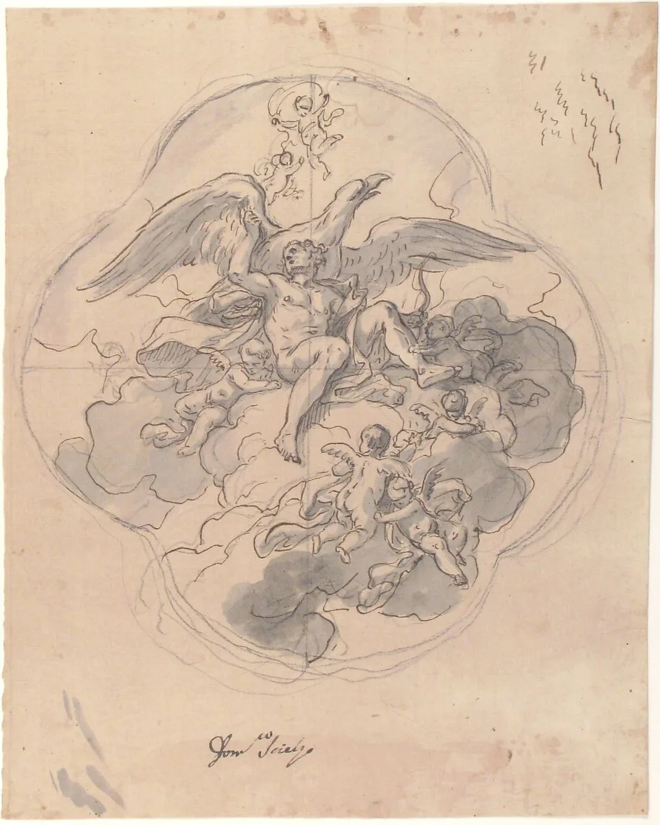 Jupiter with his Eagle (recto) — Francesco Solimena