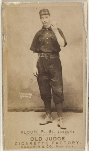 Thomas J. Flood, Pitcher, St. Joseph Clay Eaters, from the Old Judge series (N172) for Old Judge Cigarettes