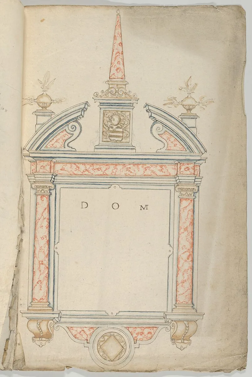 Design for an Epitaph in Red Marble, surmounted by an Obelisk — Anonymous, Flemish