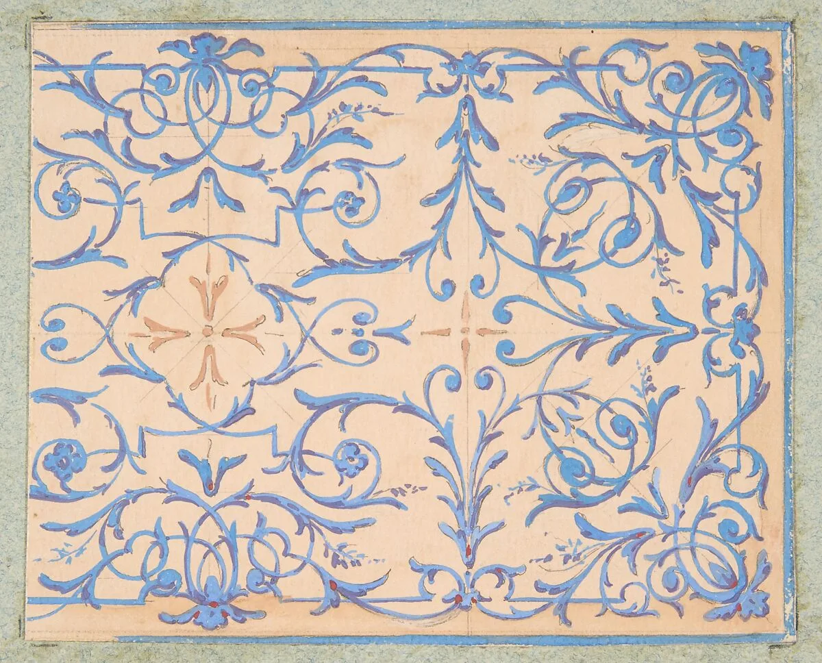 Partial design for a decorative panel painted in rinceaux — Jules-Edmond-Charles Lachaise|Eugène-Pierre Gourdet