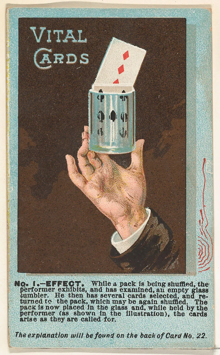 Number 1, Vital Cards, from the Tricks with Cards series (N138) issued by W. Duke, Sons & Co. to promote Honest Long Cut Tobacco — The Giles Company|W. Duke, Sons & Co.