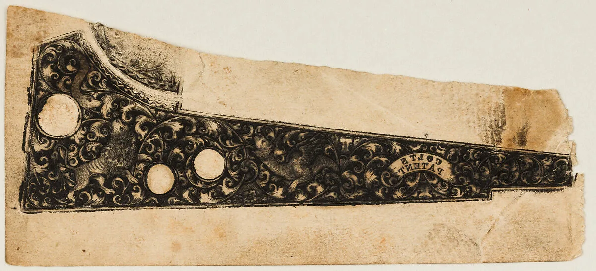 Ink Impression ("Pull") from a Gold-inlaid Colt Revolver — Gustave Young