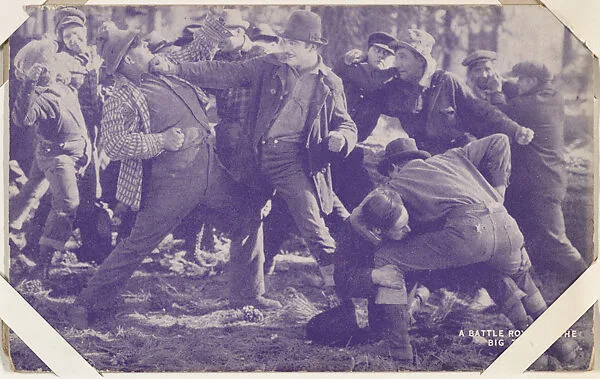 A Battle Royal in the Big Timber from Western Stars or Scenes Exhibit Cards series (W412) — Unknown