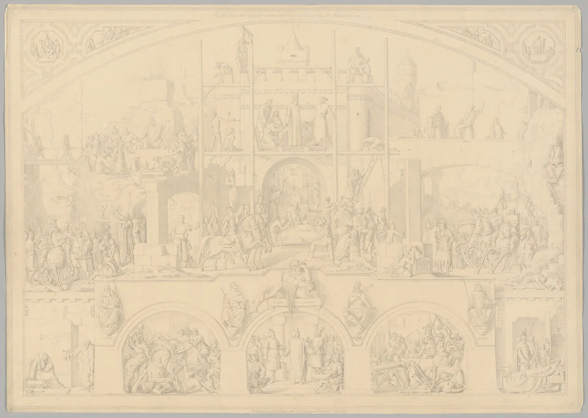 Preparatory Drawing for a Print Series on the History of Germany (Die Geschichte des deutschen Volkes in fünfzehn Bildern) — Carl Heinrich Hermann