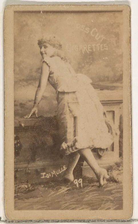 Card Number 99, Ida Mulle, from the Actors and Actresses series (N145-1) issued by Duke Sons & Co. to promote Cross Cut Cigarettes — W. Duke, Sons & Co.
