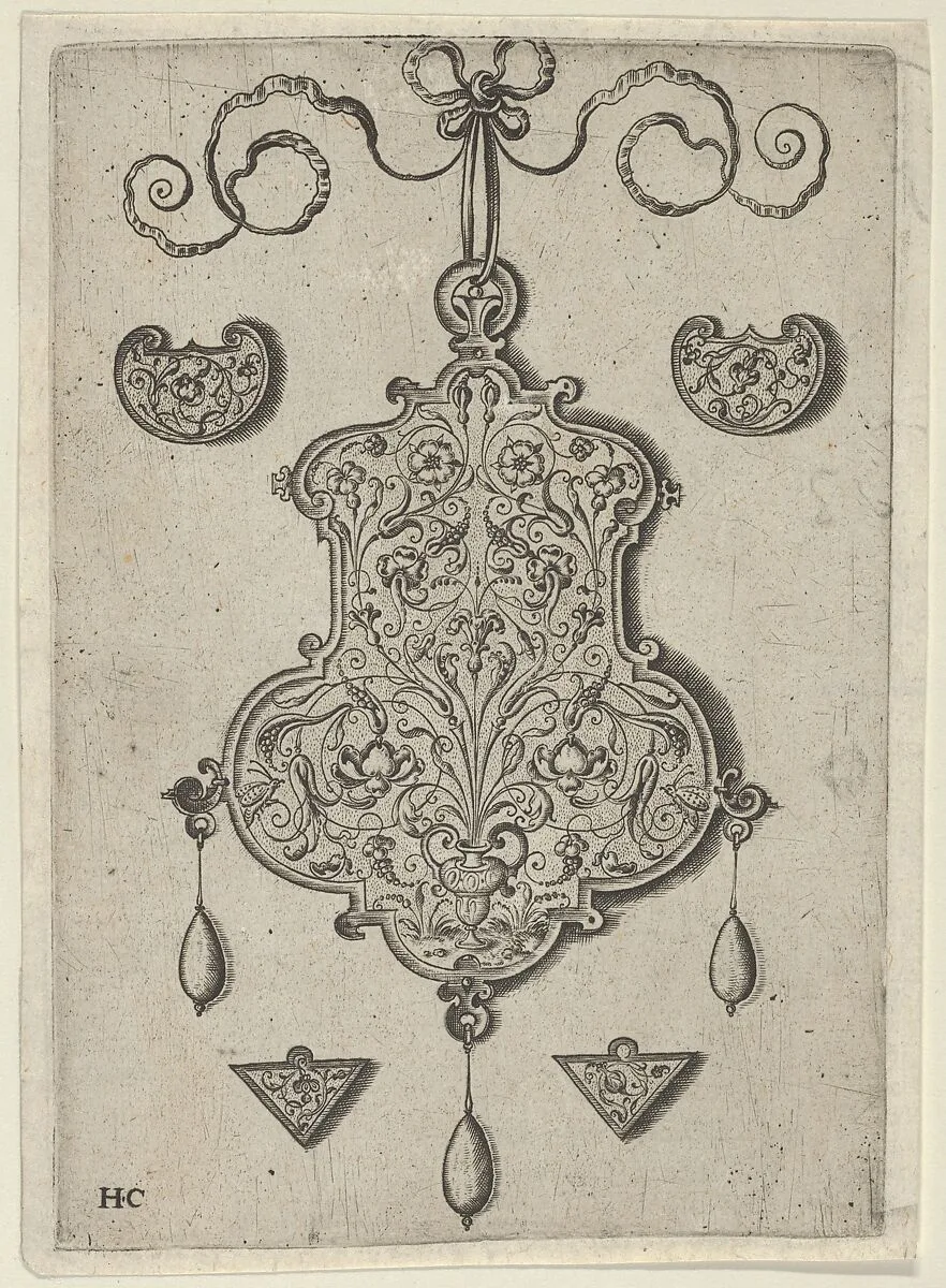 Design for the Verso of a Pendant with a Flower-Piece at Bottom Center — Jan Collaert I|Hans Liefrinck