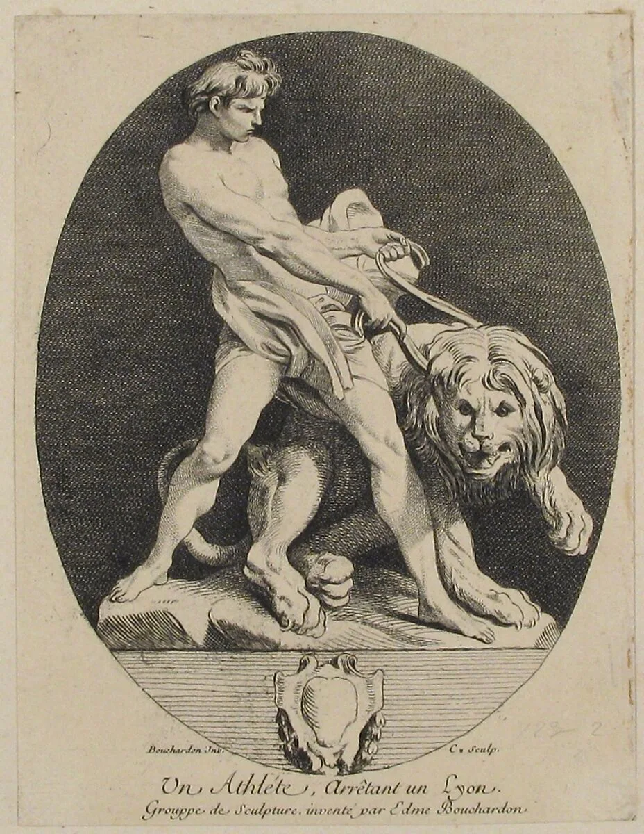 An Athlete Stopping a Lion — Jacques Philippe Le Bas|Edme Bouchardon|Anne Claude Philippe de Tubières, comte de Caylus