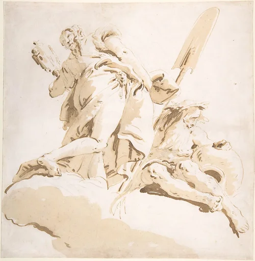 Standing Figure of Prudence and a Seated River God