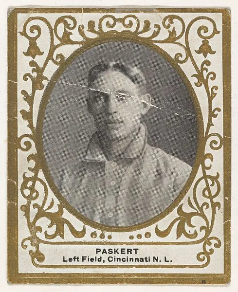 Paskert, Left Field, Cincinnati, National League, from the Baseball Players (Ramlys) series (T204) issued by the Mentor Company to promote Ramly and T.T.T. Turkish Cigarettes — Mentor Company, Boston|Carl Homer Studios, Boston