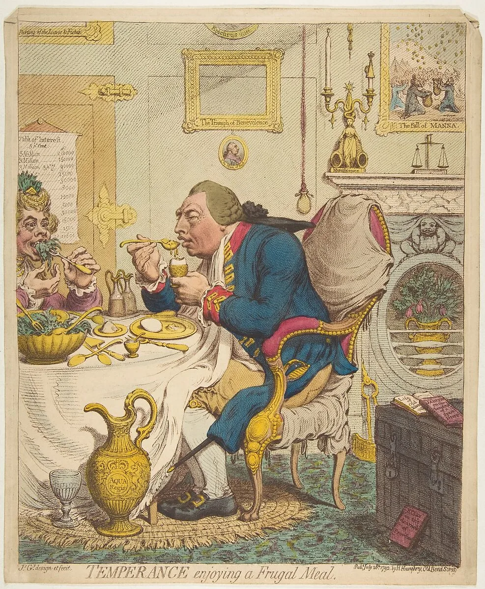 Temperance Enjoying a Frugal Meal — Hannah Humphrey|James Gillray