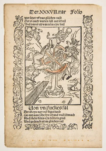 Von Ungluckes Fal, title page chapter 37 from "Sebastian Brandt, Das Narrenschrift"