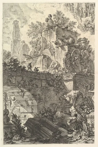 Frontispiece, with Statue of Minerva, from "Vedute di Roma"