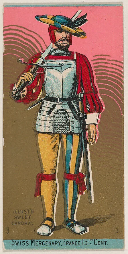 Swiss Mercenary, France, 15th Century, from the Military Series (N224) issued by Kinney Tobacco Company to promote Sweet Caporal Cigarettes — Kinney Brothers Tobacco Company