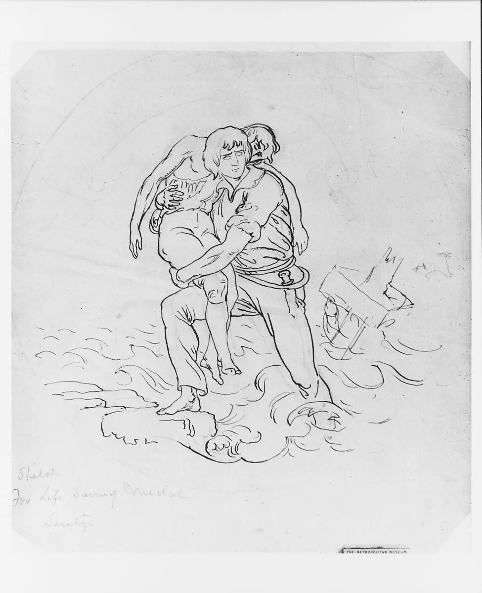 Sketch for a Life Saving Medal (from McGuire Scrapbook) — Emanuel Leutze