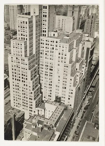 ["Step-Back" Buildings and Street, From Above, New York City]