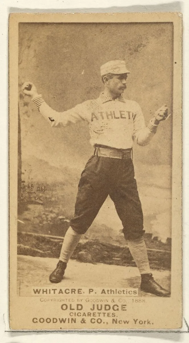 Whitacre, Pitcher, Philadelphia Athletics, from the Old Judge series (N172) for Old Judge Cigarettes — Goodwin & Company