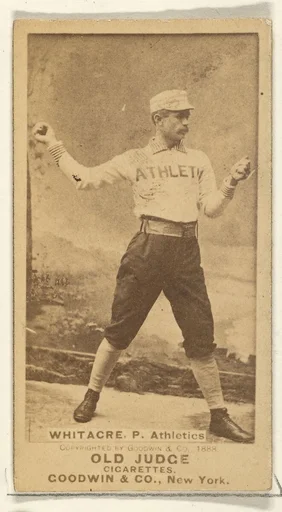 Whitacre, Pitcher, Philadelphia Athletics, from the Old Judge series (N172) for Old Judge Cigarettes