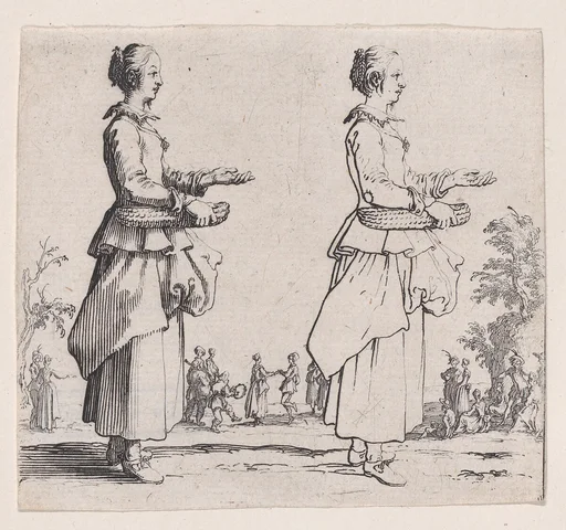 La Paysanne Tournée a Droite et Tenant un Panier (The Peasant Woman Turned to the Right and Holding a Basket), from Varie Figure (Various Figures)