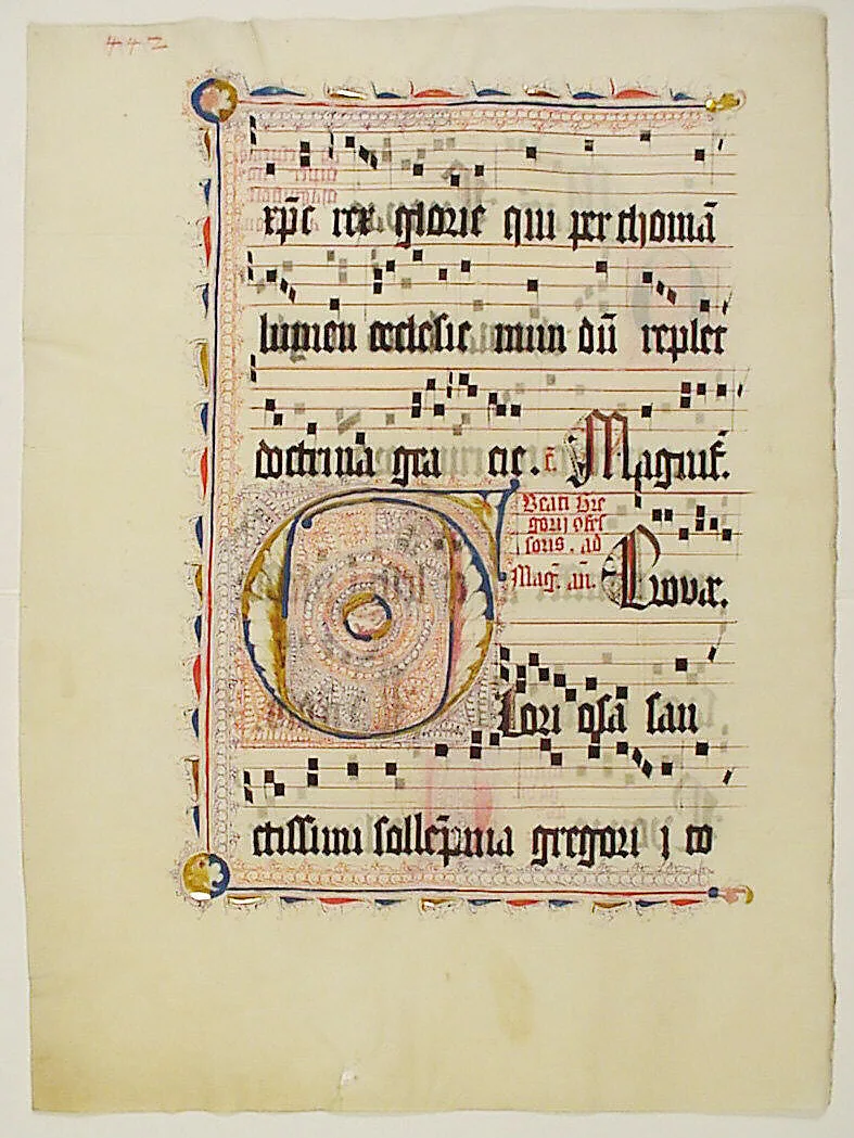 Manuscript Leaf with Initial F, from an Antiphonary — Unknown