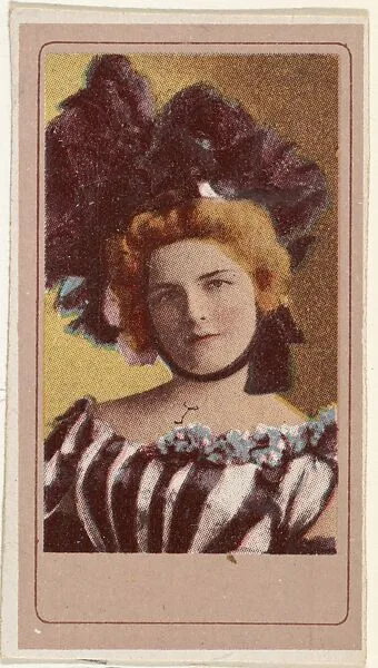 Actress wearing black and white striped bodice, from the Actresses series (T176) issued by Sweet Caporal Cigarettes — Kinney Brothers Tobacco Company