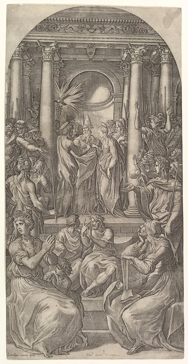 The Marriage of the Virgin — Giovanni Jacopo Caraglio|Parmigianino (Girolamo Francesco Maria Mazzola)