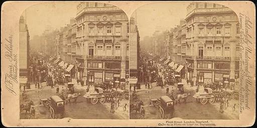 [Group of 3 Stereograph Views of Fleet Street, London, England]
