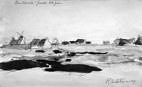 Study for the painting "The Windmill of Penmarch, Northern France"