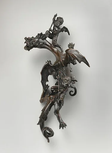 Doorknocker with Two Imps Goading a Dragon