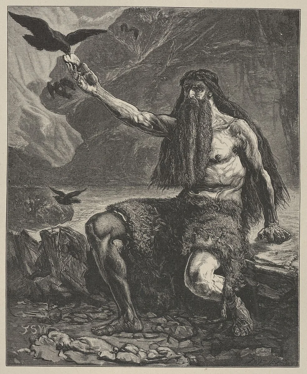 Elijah Fed By Ravens, from "Dalziels' Bible Gallery" — Camden Press|Scribner and Welford|Dalziel Brothers|Francis Sylvester Walker